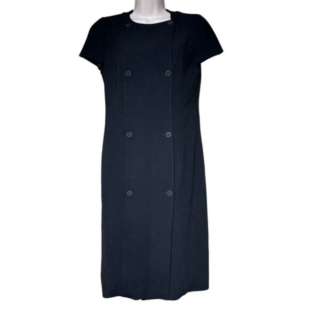 Max Mara Women's Black Double-Breasted Knee Length Dress Size 2 Vintage
